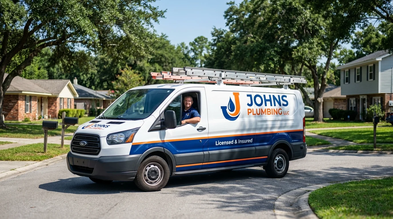 Johns Plumbing LLC service van in Jamaica, NY