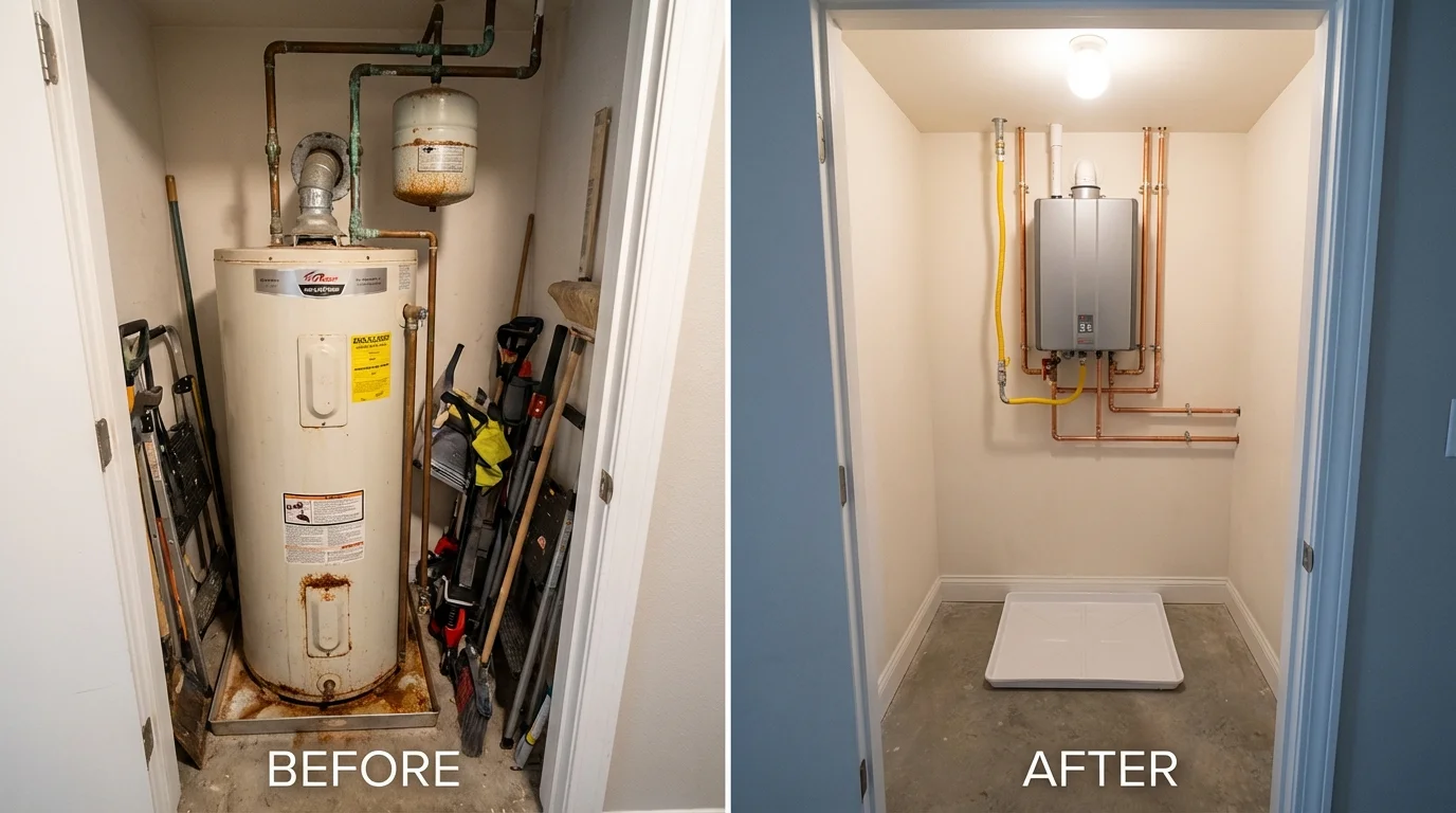 Tank water heater versus wall-mounted tankless unit comparison for Jamaica, NY homeowners