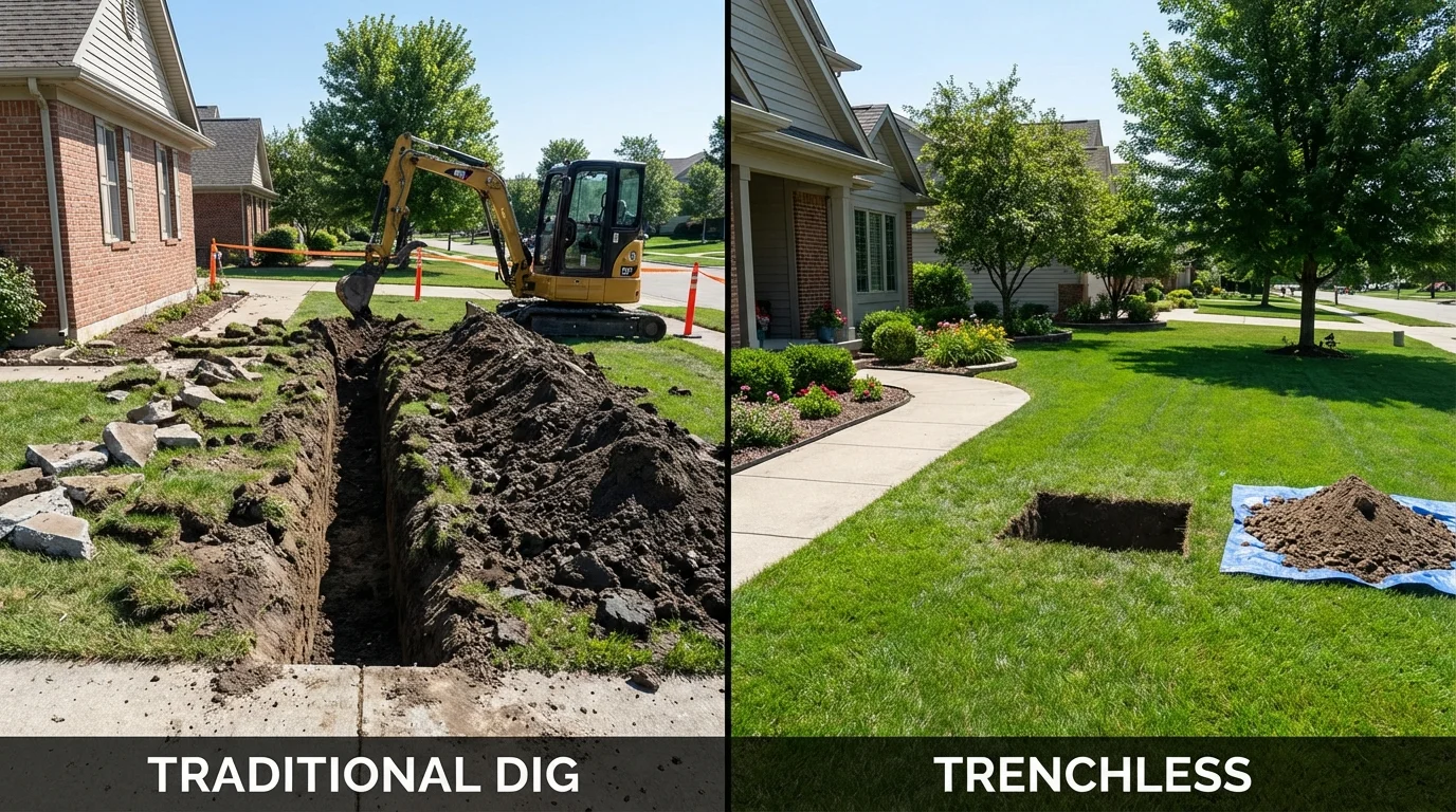 Trenchless sewer repair with minimal yard damage versus traditional excavation in Jamaica, NY